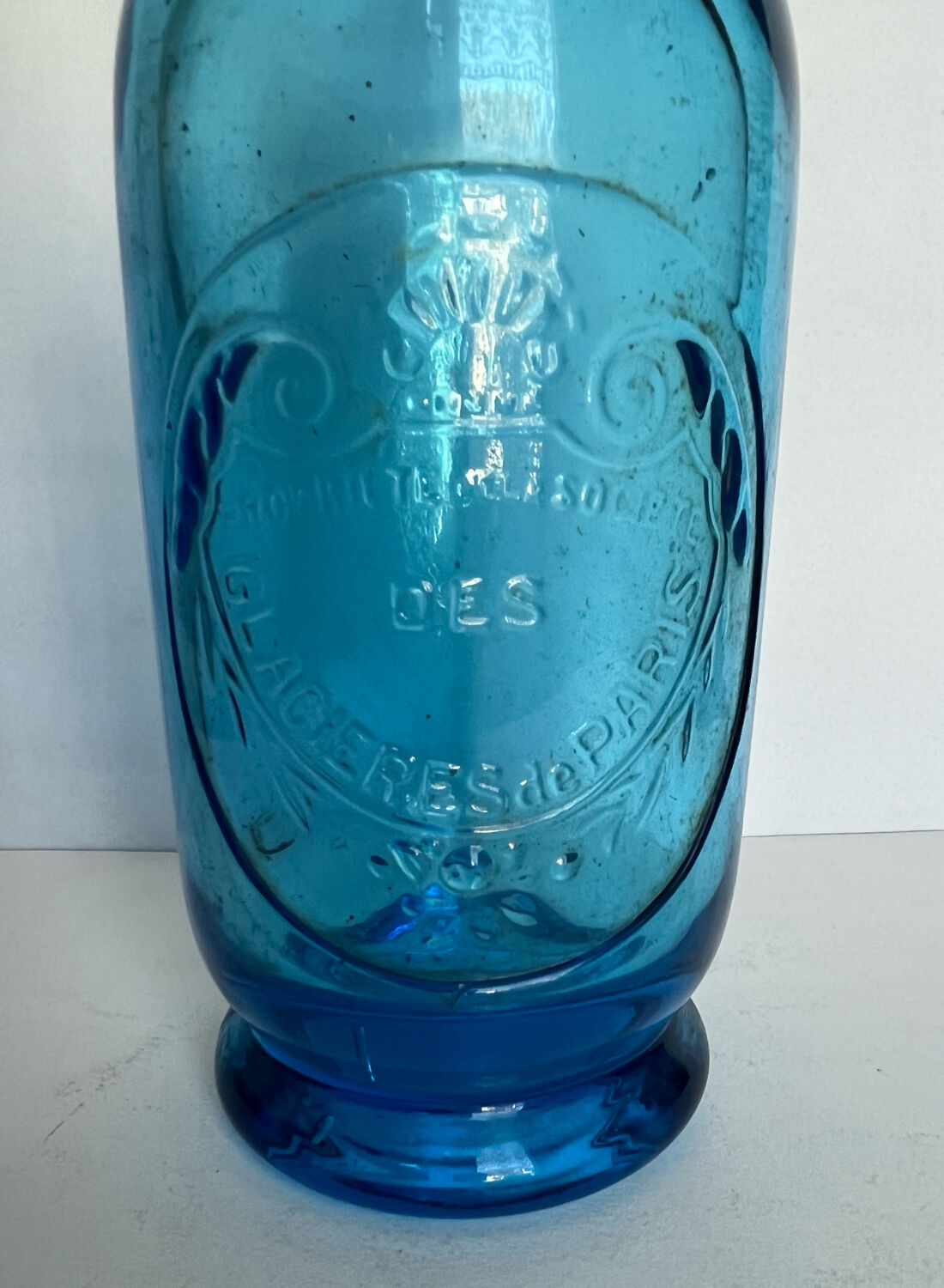 Old blue glass siphon