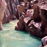HST painting "Grand canyon of the Verdon Gorges" signed Lecompte + frame