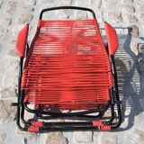 Pair of folding lounge chairs scoubidou vintage 60s