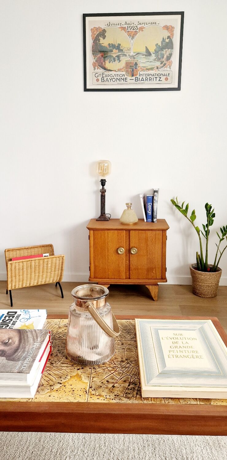 Low sideboard 2 doors art deco oak
