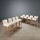 Antique stools by William Yeoward in beech and brass, England, 20th century.