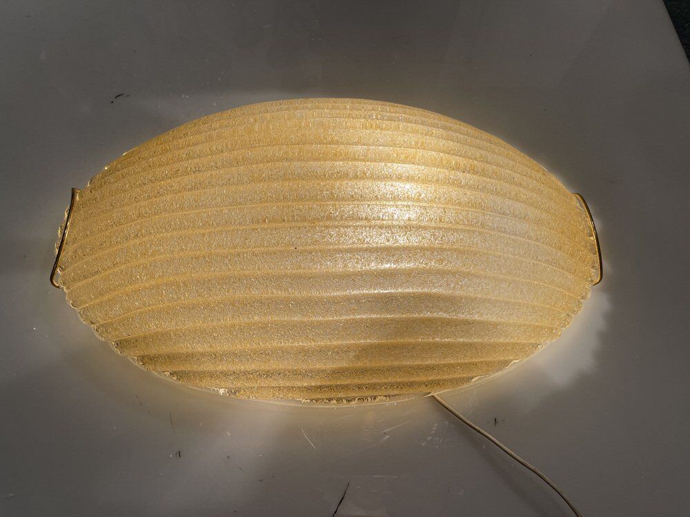 Murano Gold Glass Ceiling Light Flushmount, 1970s