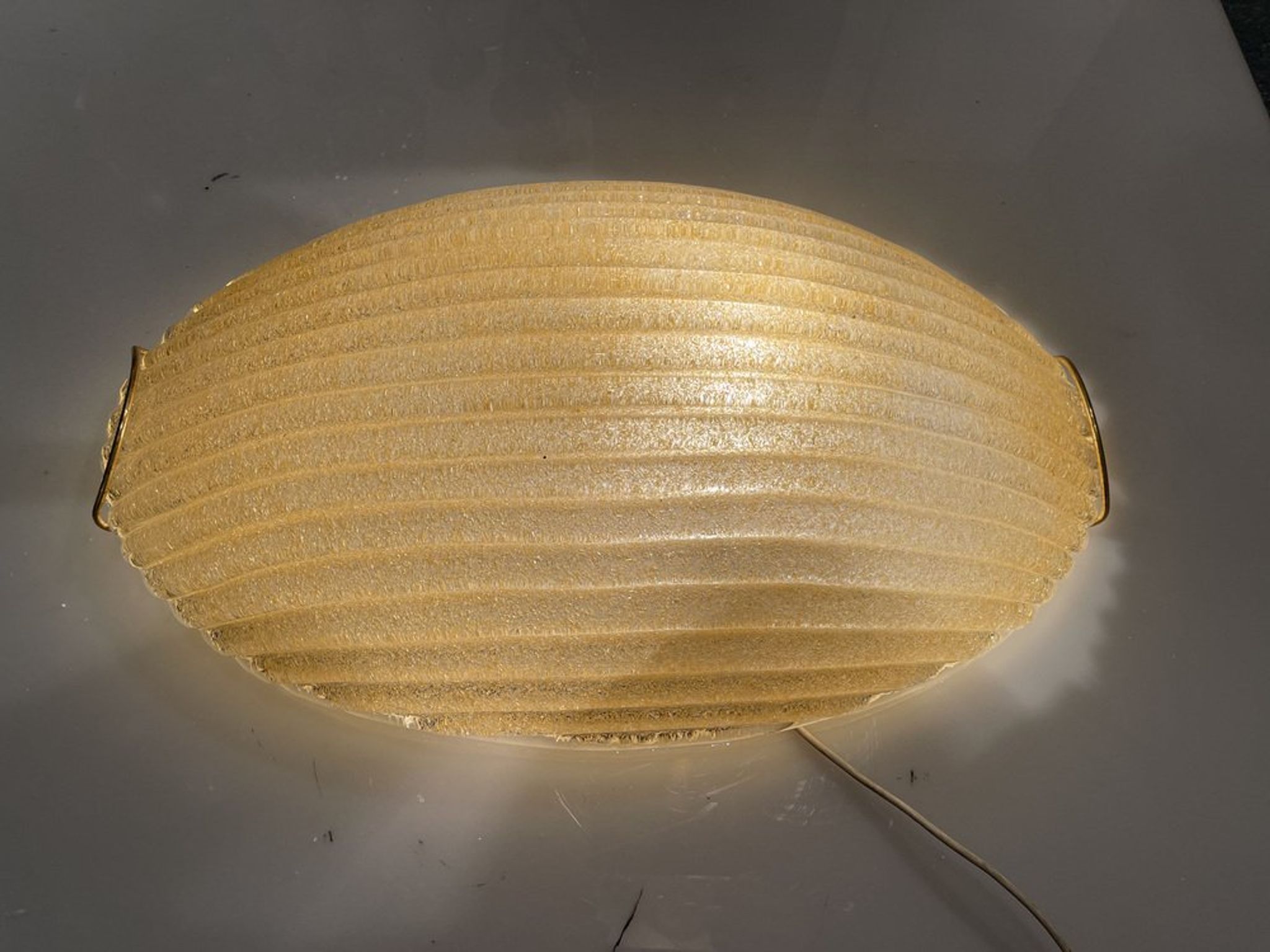 Plafonnier en verre doré de Murano Encastré années 1970