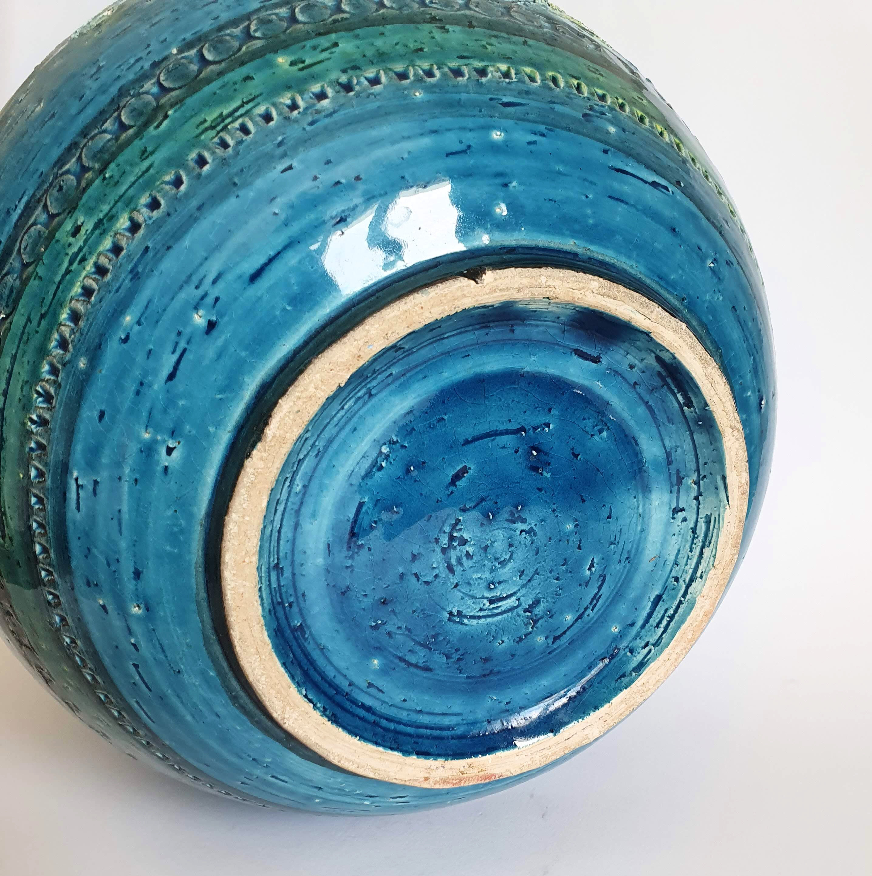 Vase pitcher blue 60s Aldo Londi Italy