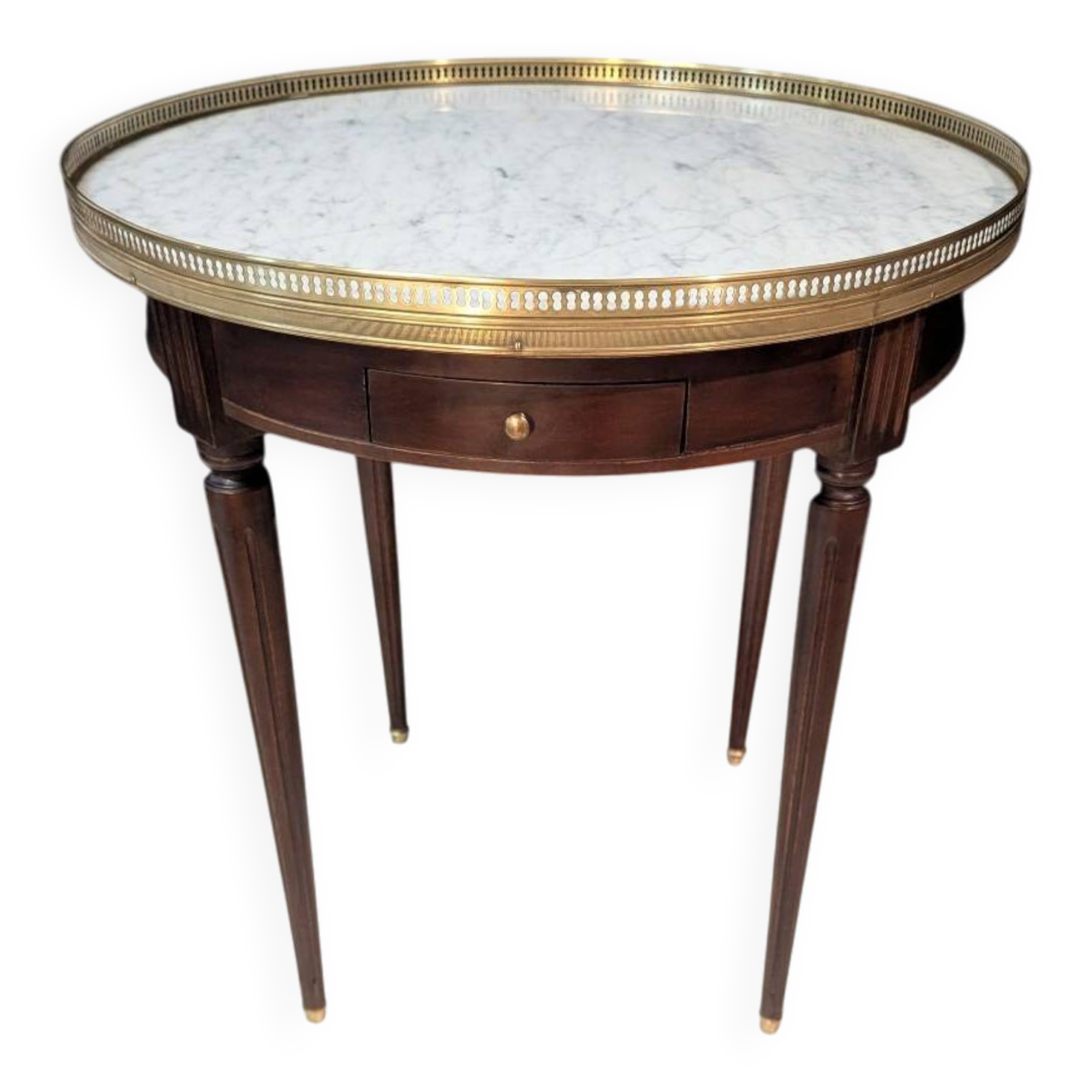 Mahogany bouillotte table, marble top