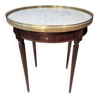 Mahogany bouillotte table, marble top