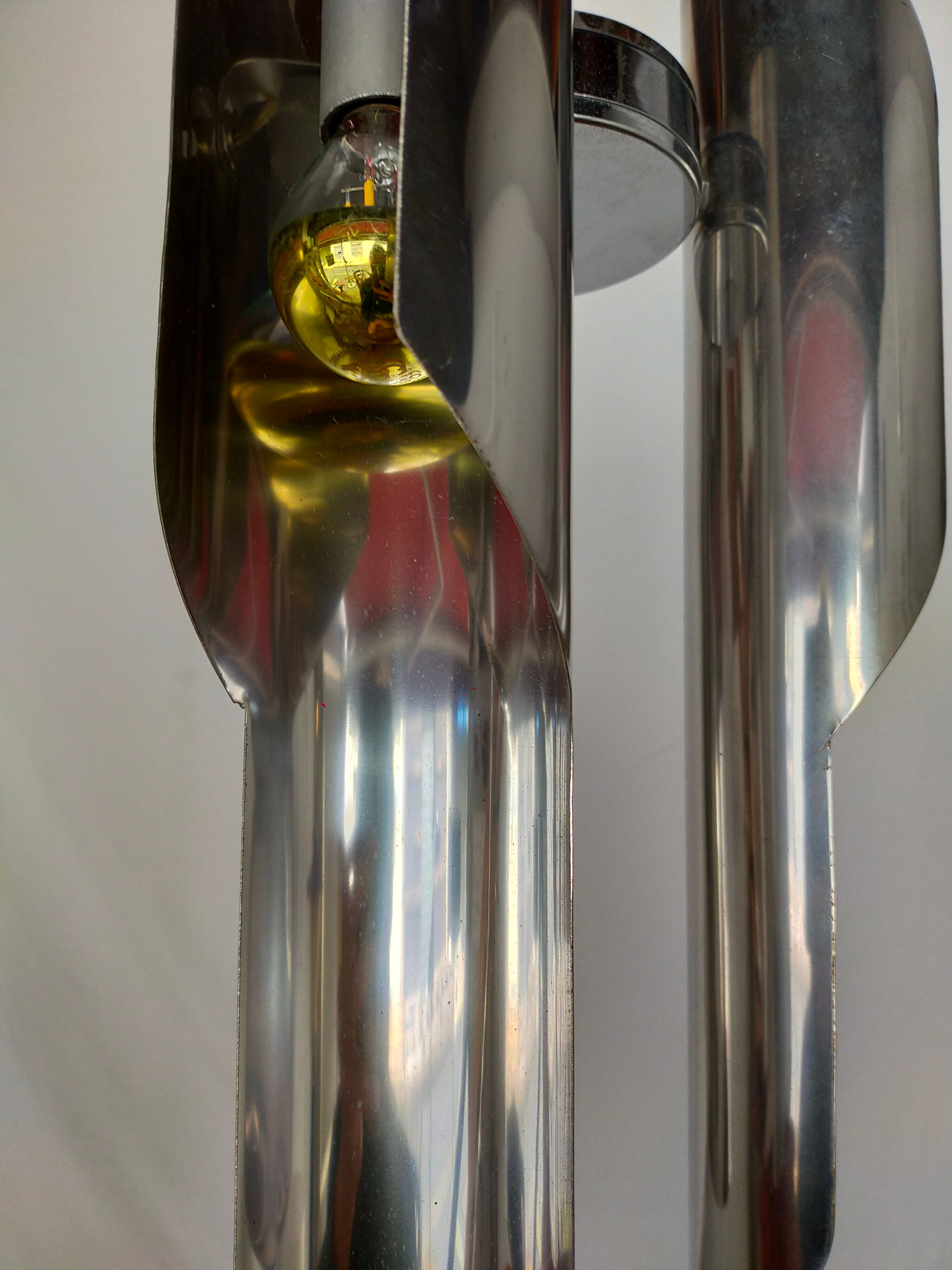 Chrome metal pendant lamp from the 1970s