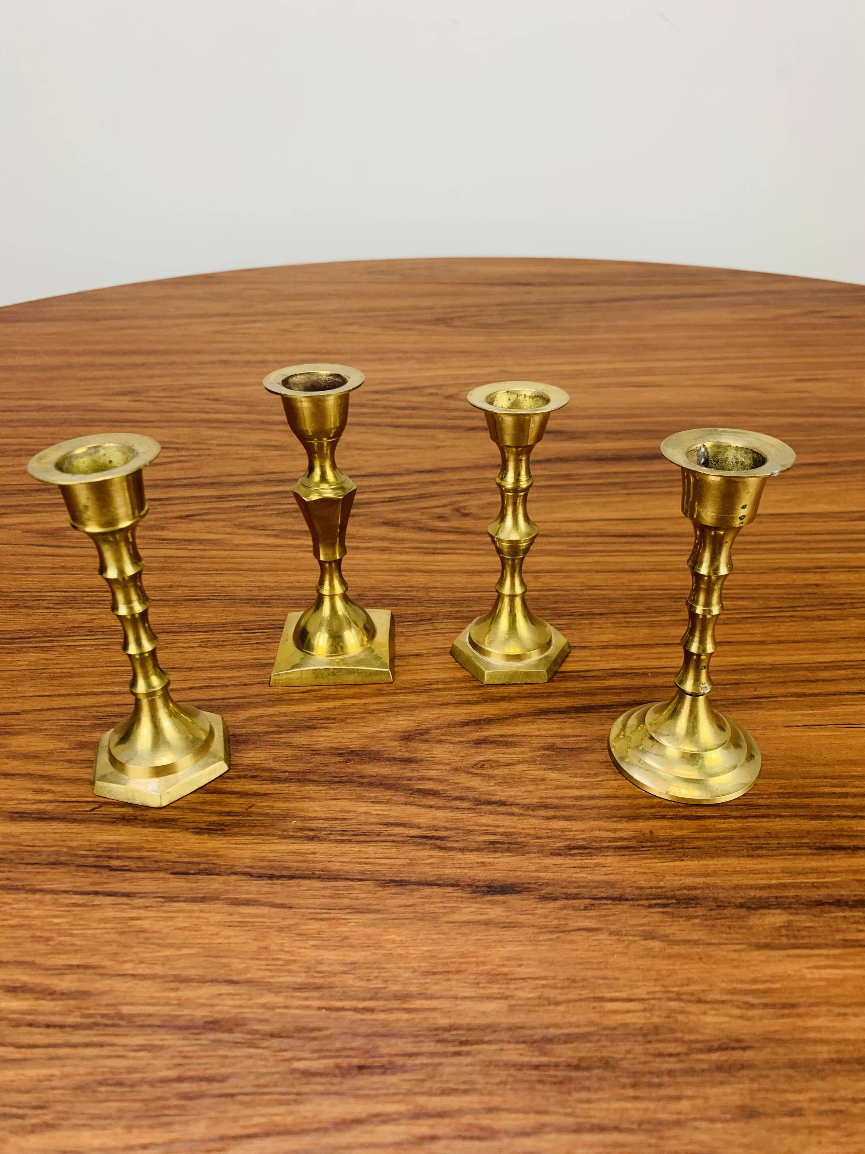 4 bougeoirs laiton doré vintage