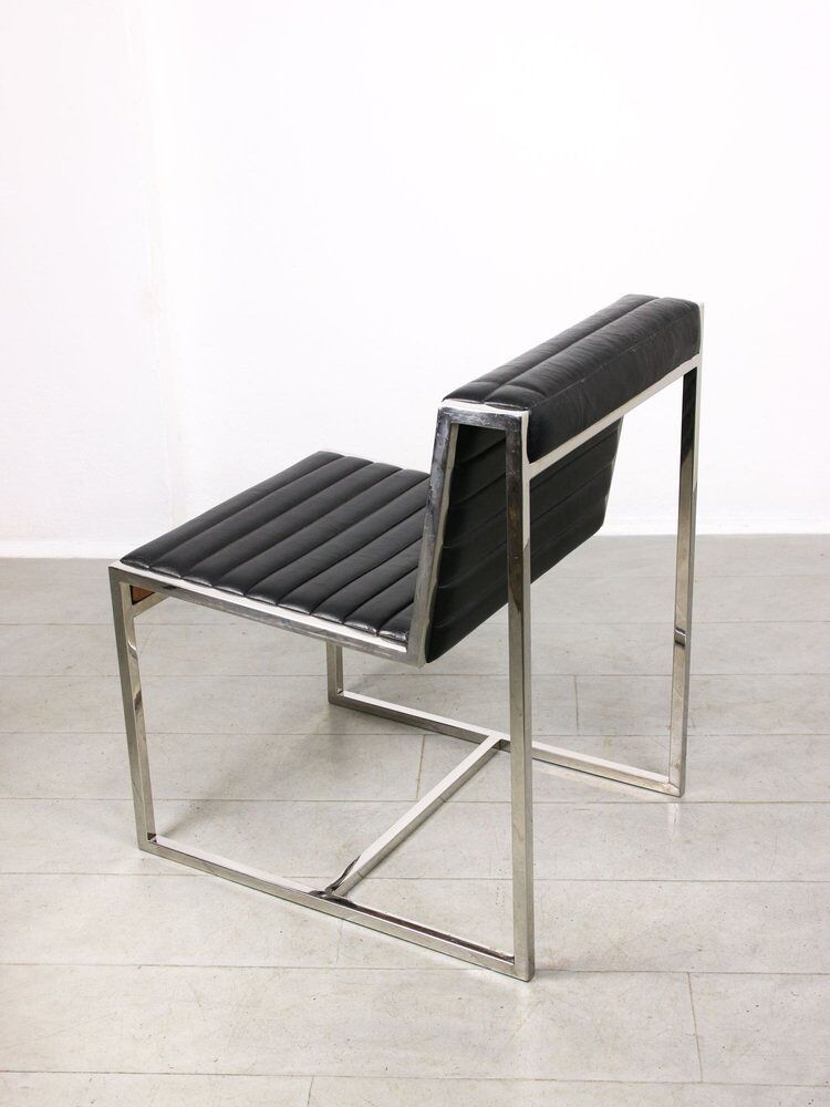 Vintage Bauhaus Chair in Black Leatherette and Chrome