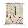 Tapis berbère marocain beni ouarain écru à motifs colorés 144x113cm
