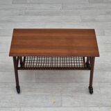 1970s, Danish side table, original very good condition, teak wood, rattan.