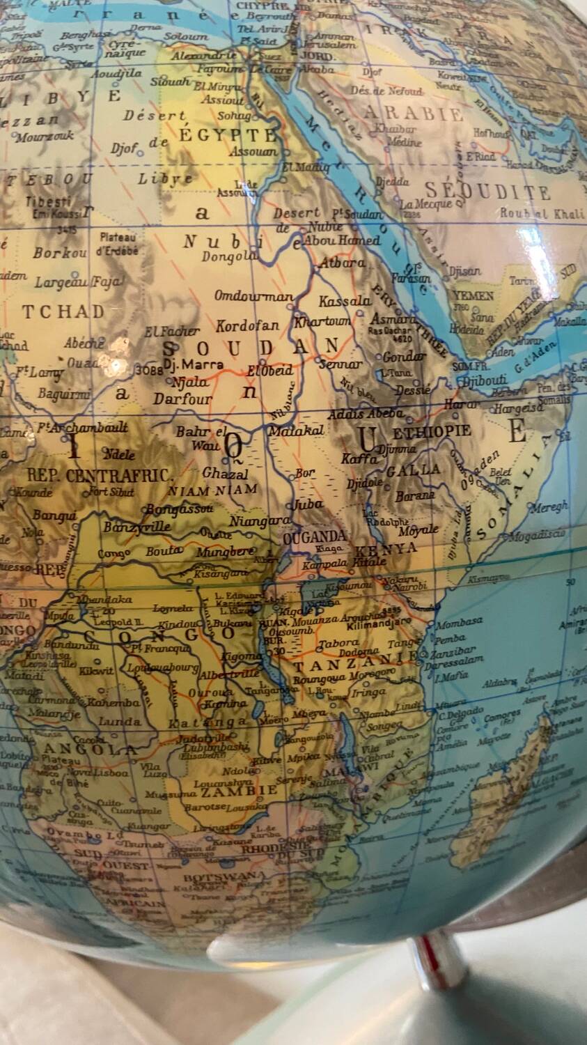 Very large luminous terrestrial globe Hercules 1960