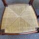 2 dining chairs with carved solid wood and rush seats in Louis XV shell style.
