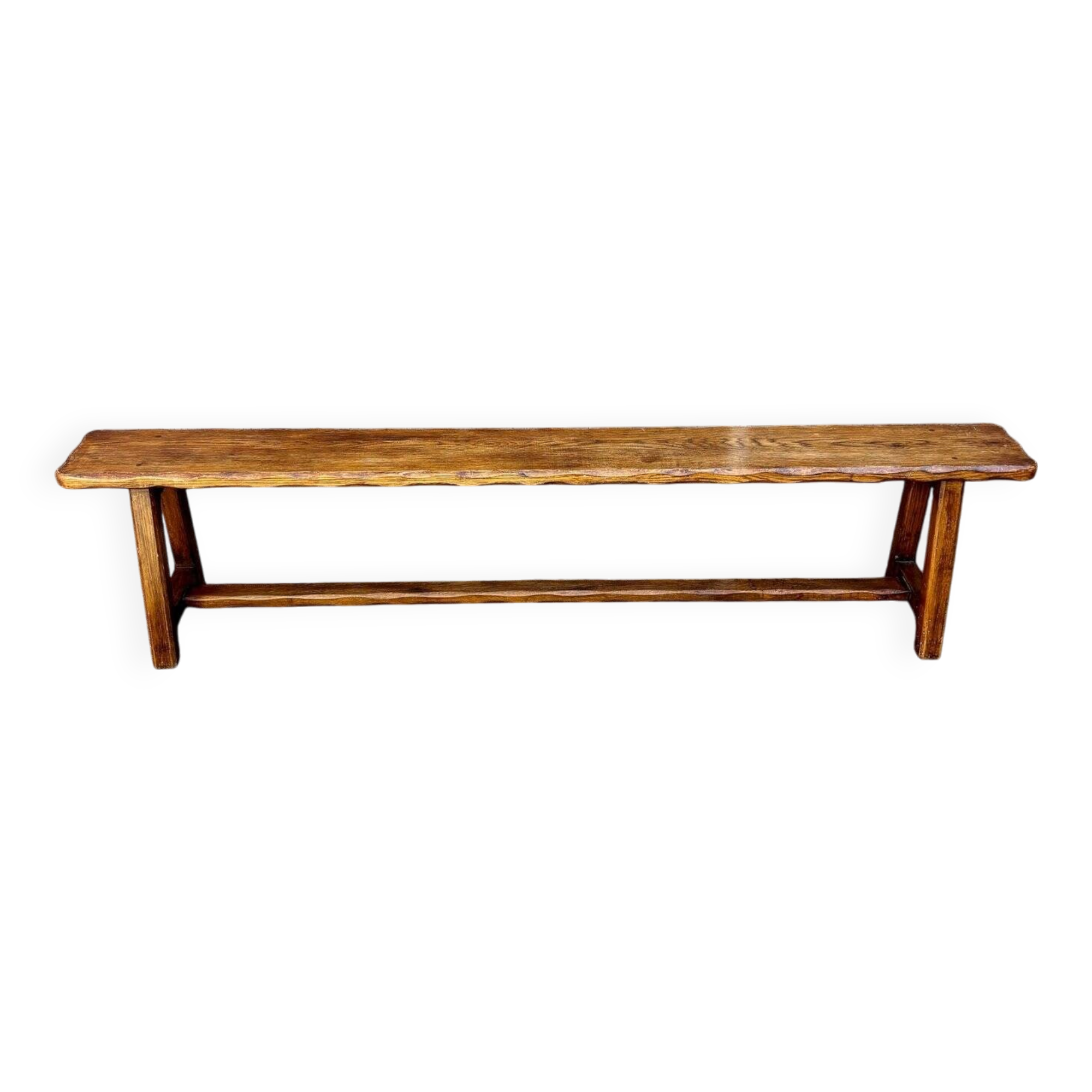 Brutalist bench in dark wood