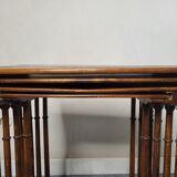 Pyroengraved wooden trundle tables