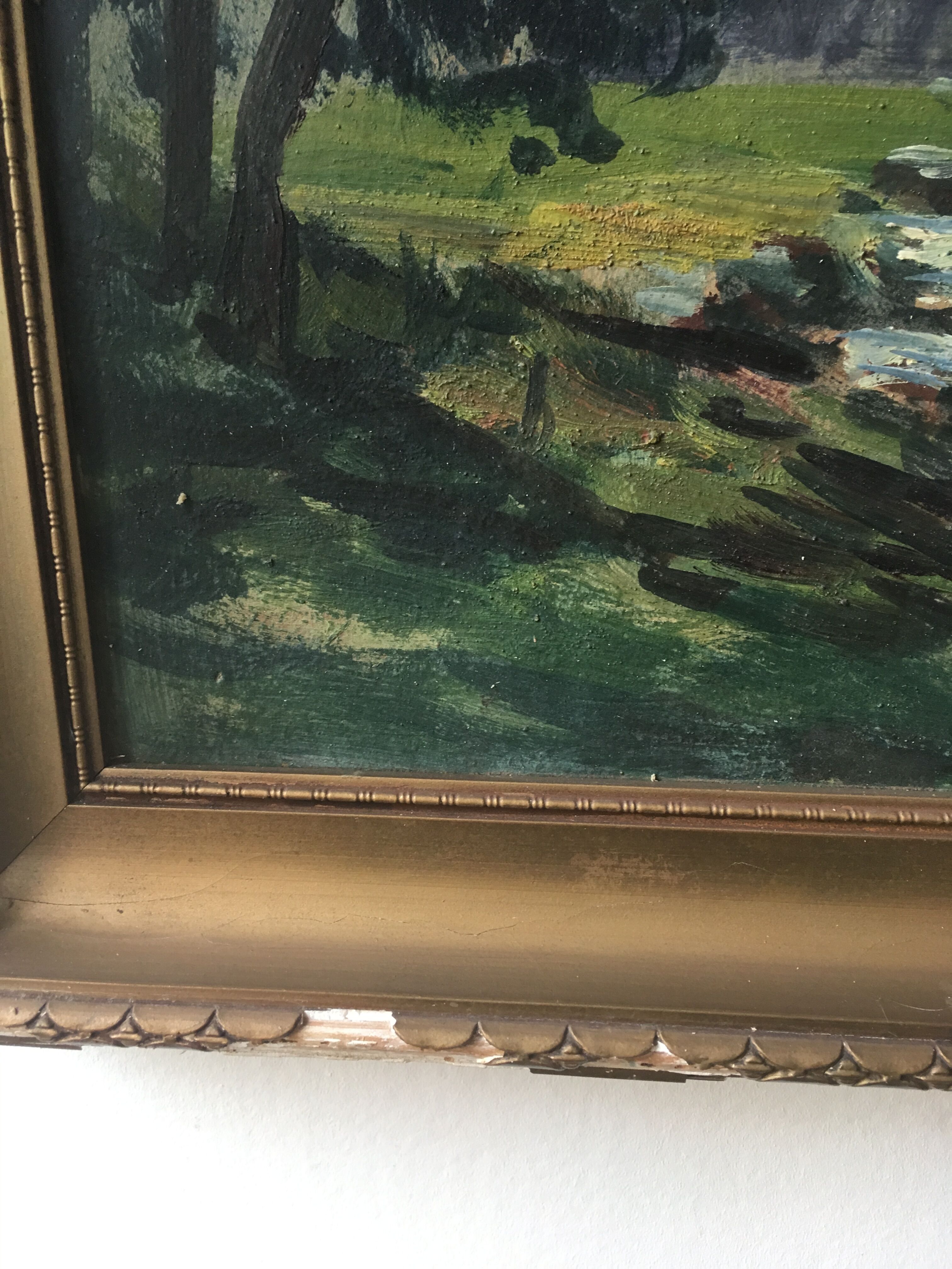 Painting oil mountain landscape