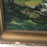 Painting oil mountain landscape