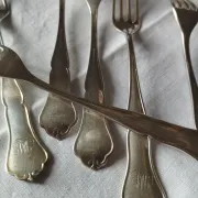 8 small numbered silver-plated forks Sorsakoski
