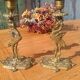 Bougeoirs en bronze, héron , Art déco orientaliste