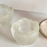 VINTAGE Glass and Silver Metal CANDLE HOLDERS
