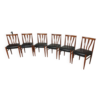 Lot de 6 chaises scandinaves en teck 1960