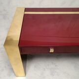 Executive desk by Jean Claude Mahey - lacquered wood & brass - Ca 1970