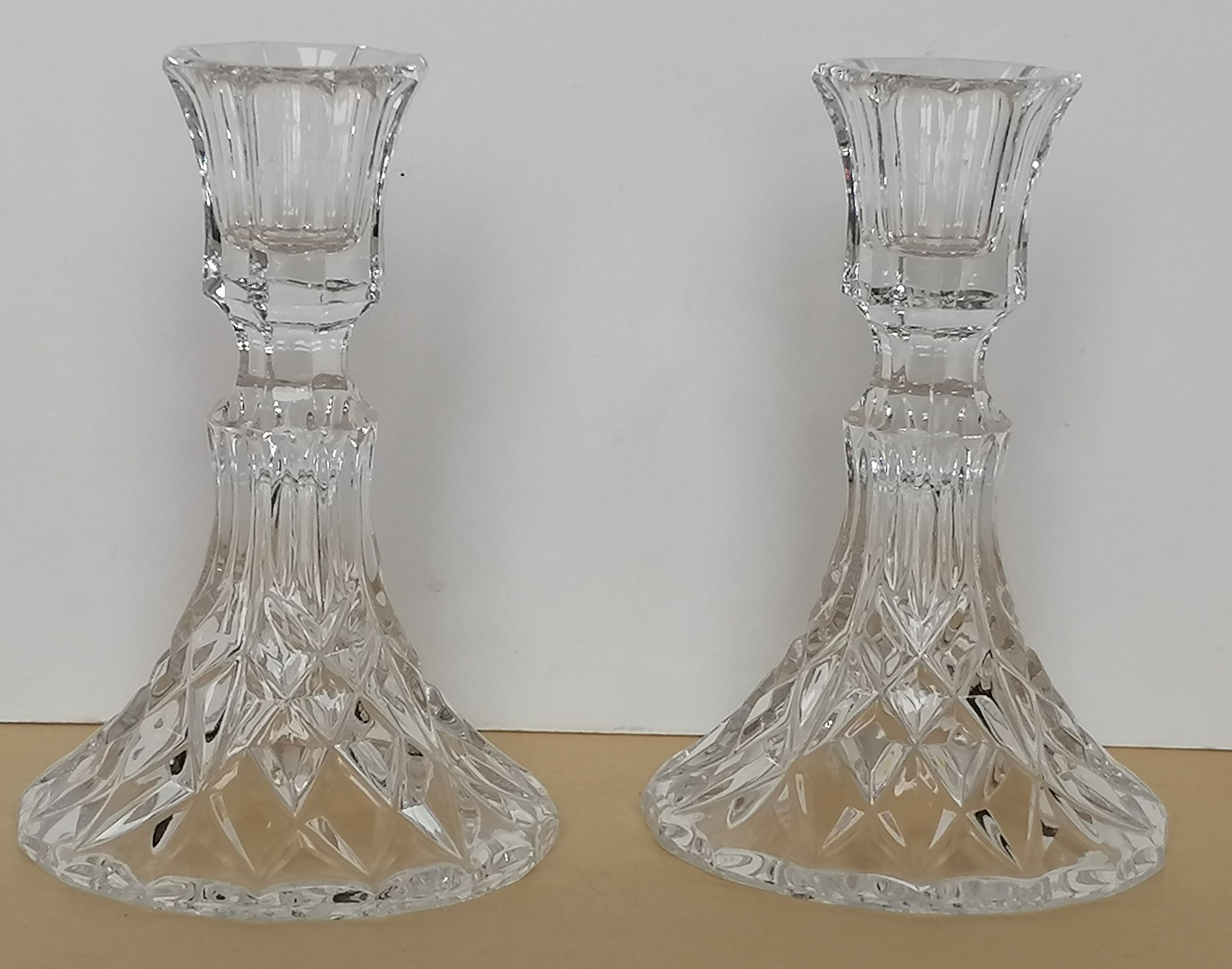 Pair of crystal candle holders