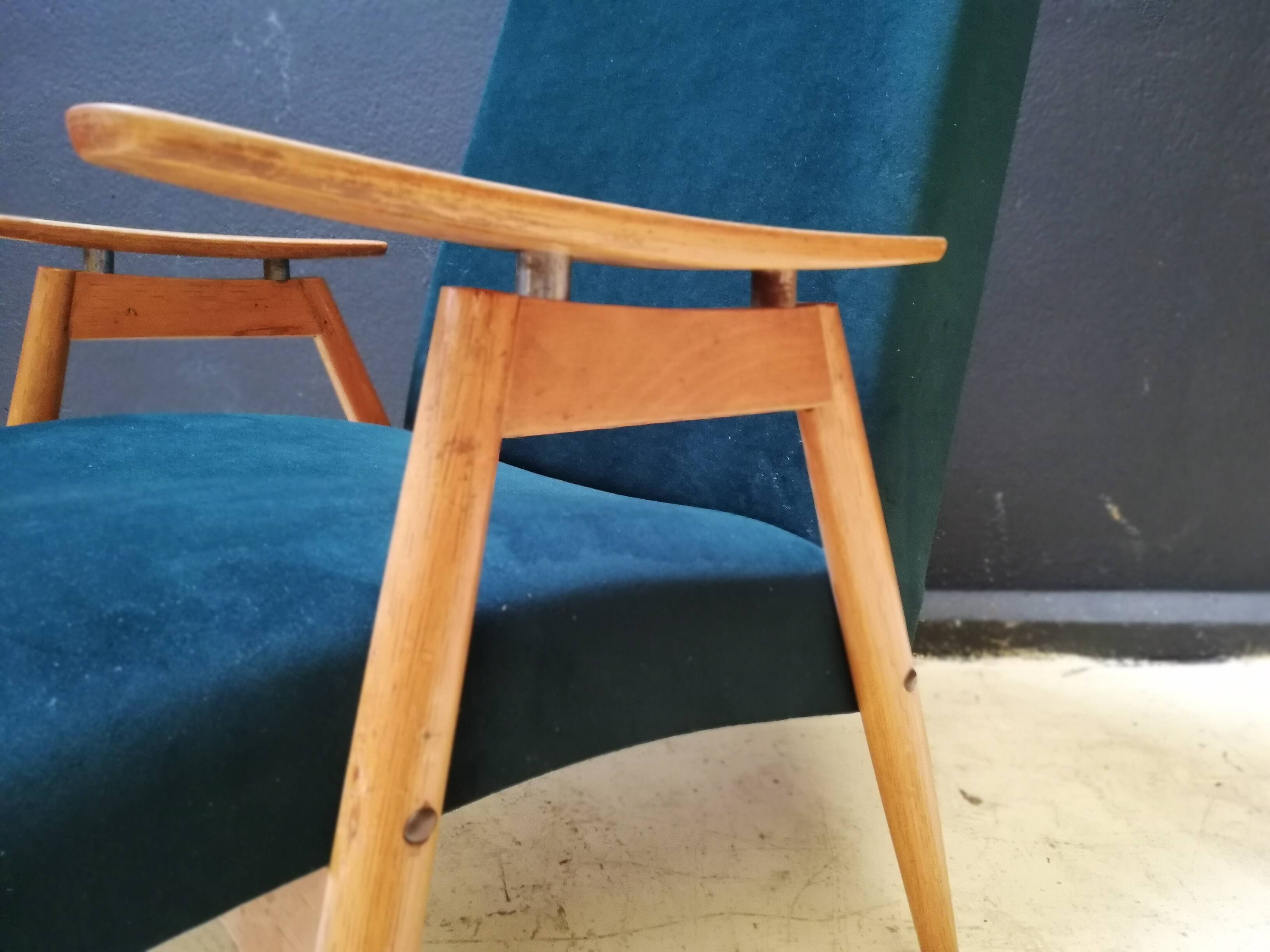 Pair of vintage Czech armchairs (Jiroutek), art deco style, 1960
