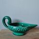 Vintage candle holder in green slip