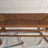 Wood and straw bench