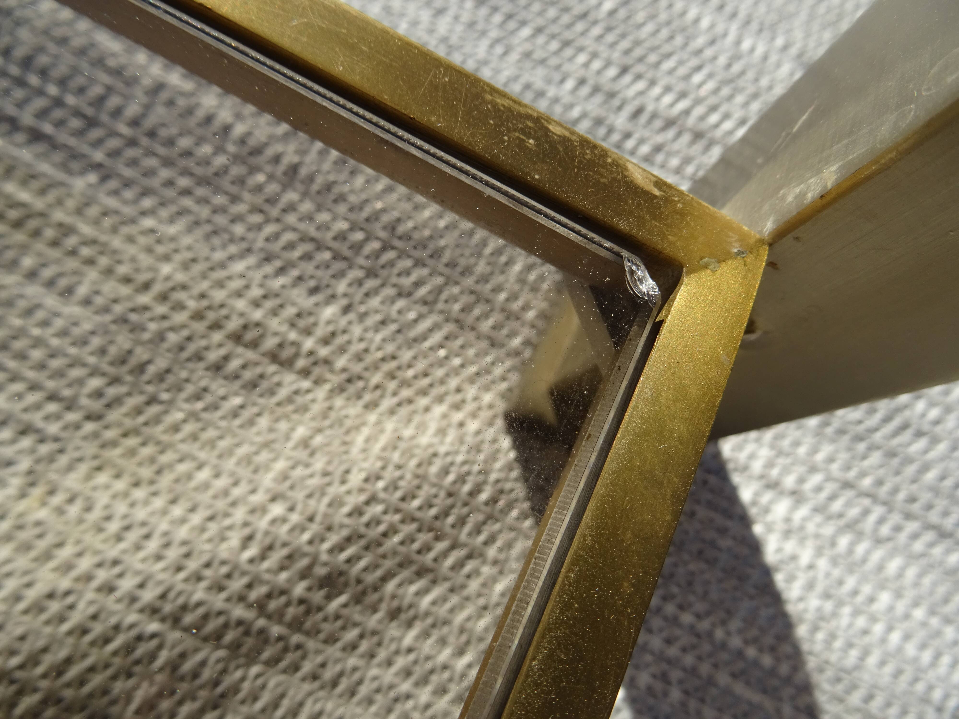 Table bout de canapé acier bicolore Guy Lefèvre Maison Jansen an 70