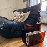 1970s lucite tortoiseshell magazine rack