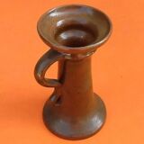 Varnished terracotta spool candlestick