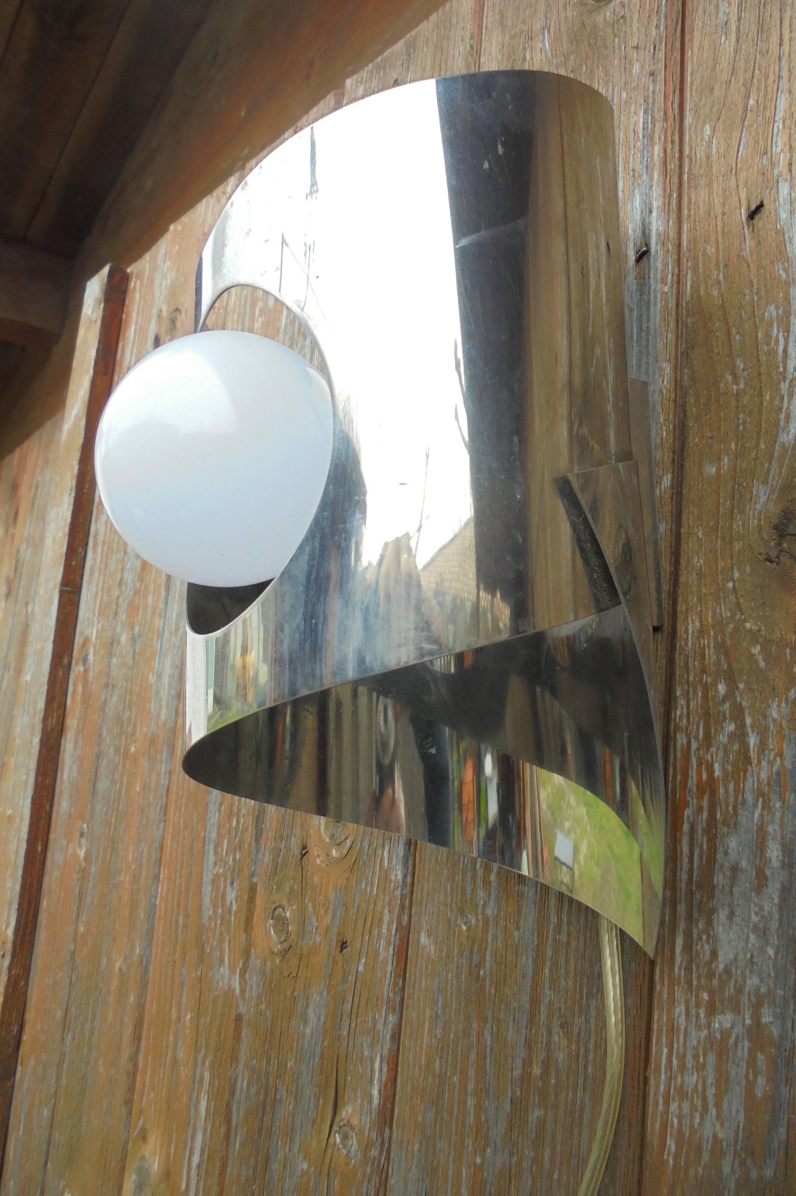 70's steel wall light