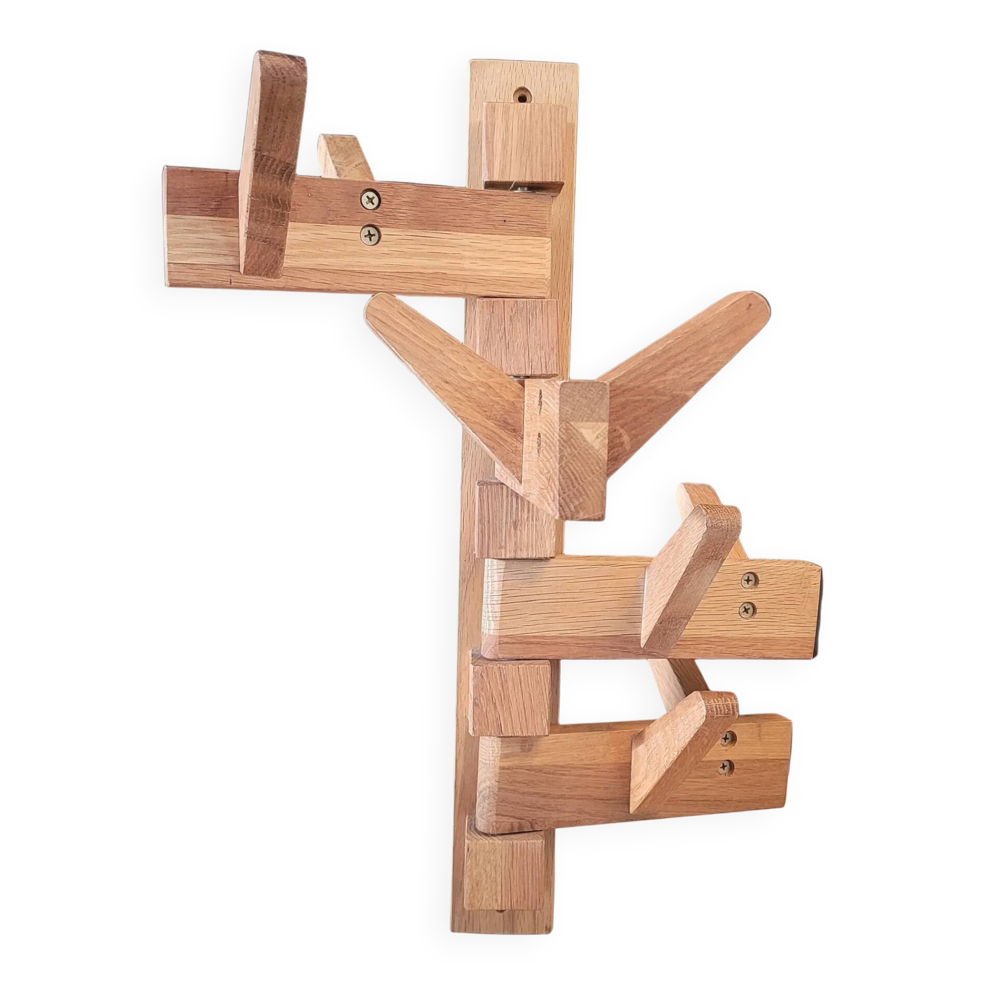 Articulated vertical wall coat rack