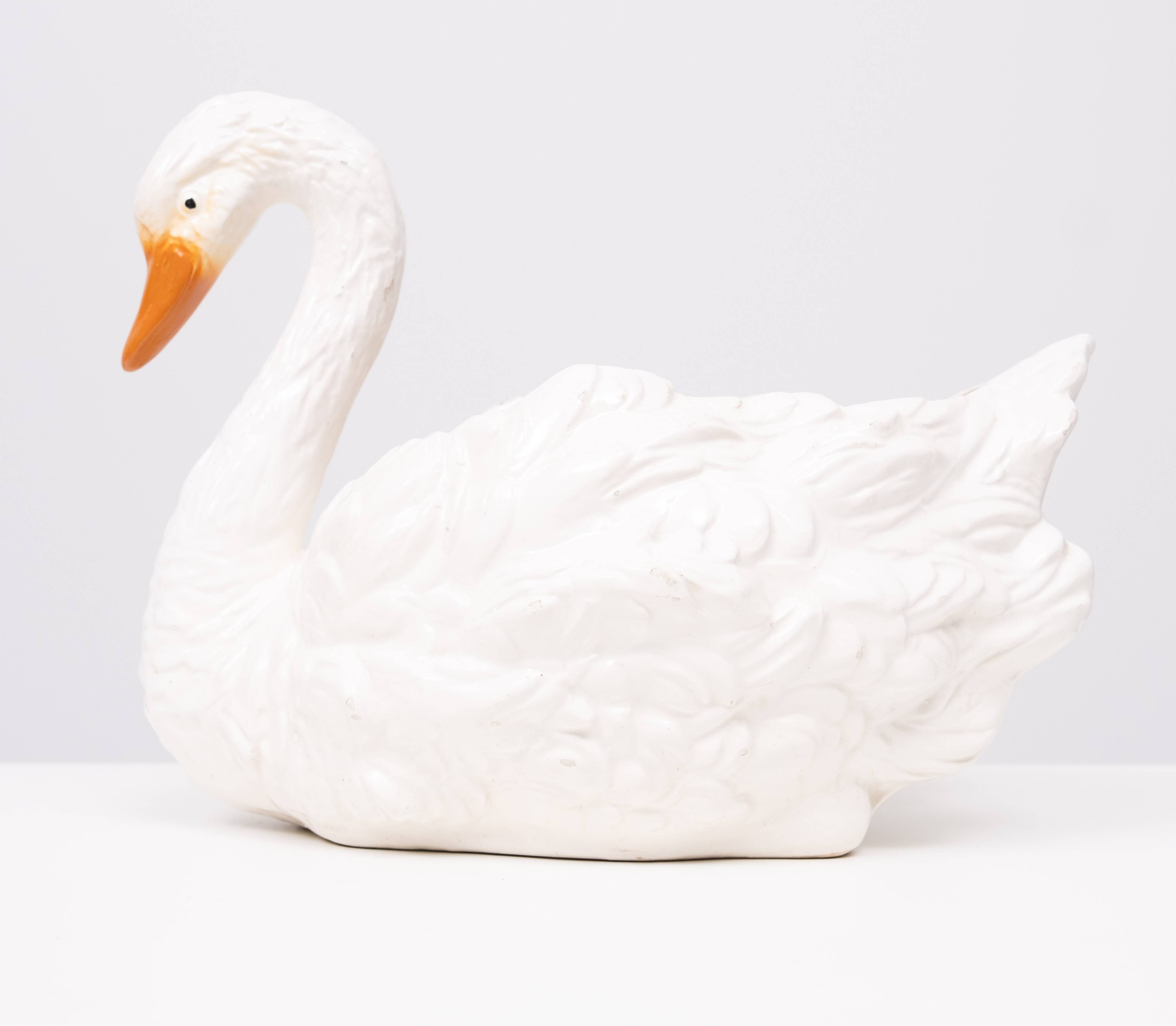 Antique Capodimonte Ceramic Swan jardiniere 1880