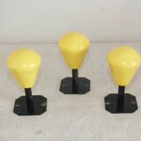 3 vintage coat/door hooks from the 50s/60s black/yellow