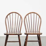 Set of 10 wooden vintage Windsor bars chairs from the 70s in English style