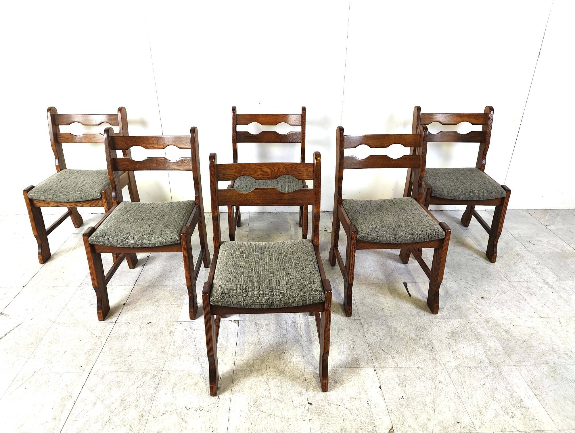 Vintage brutalist dining chairs, set of 6 - 1970s