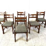 Chaises à repas vintage brutalistes, lot de 6 - 1970