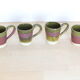 Set of 4 green and purple ceramic cups