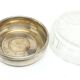 Mid-century modern sugar bowl, glass, silver-plated brass, Poland, 1960s