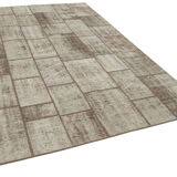 Handwoven oriental overdyed 202 cm x 297 cm brown patchwork carpet
