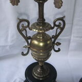 Pair of bronze Napoleon III marble candelabra with mantelpiece decoration