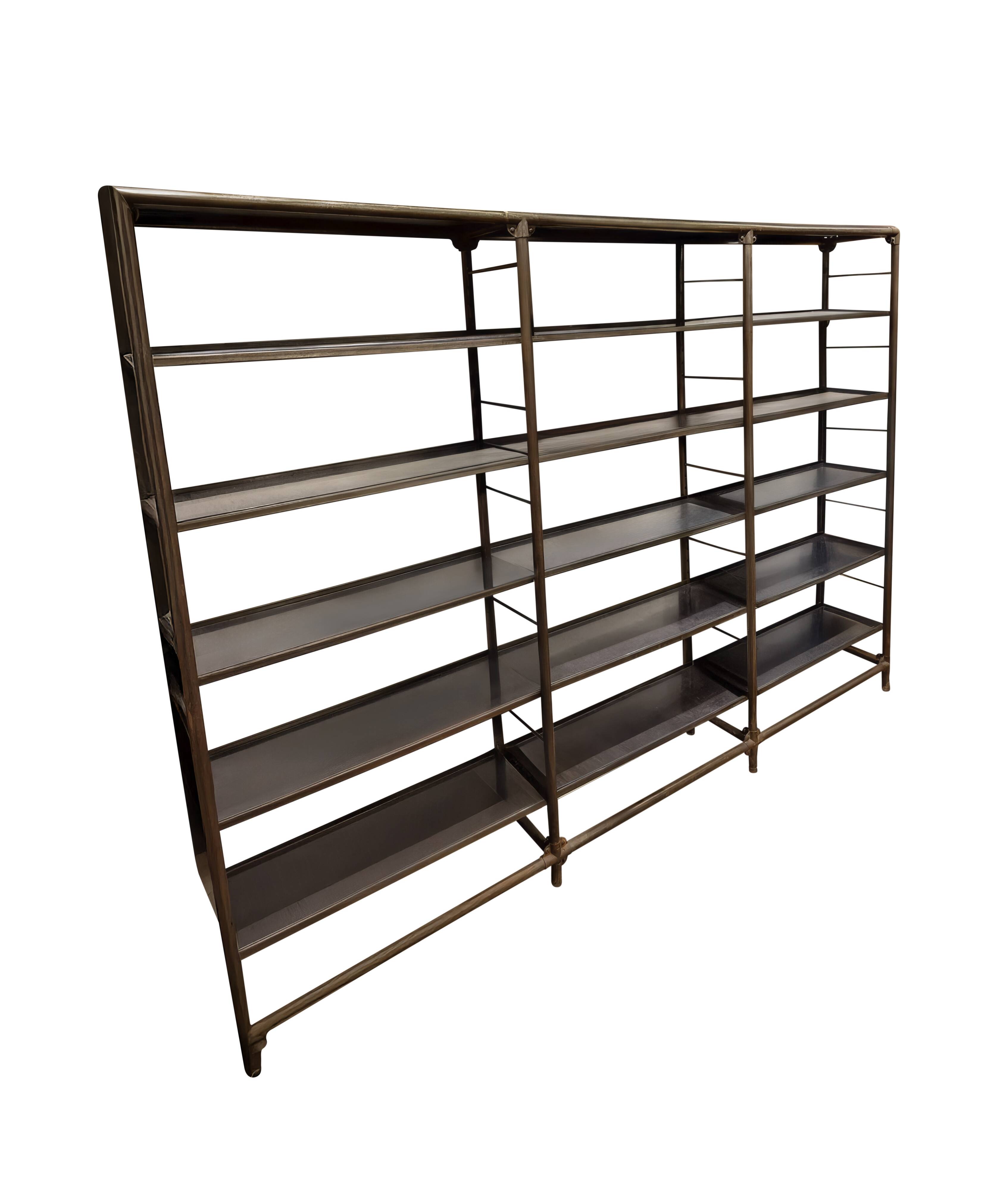 Old industrial metal shelf of 3 linear meters