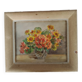 Watercolor painting bouquet of flowers signed old