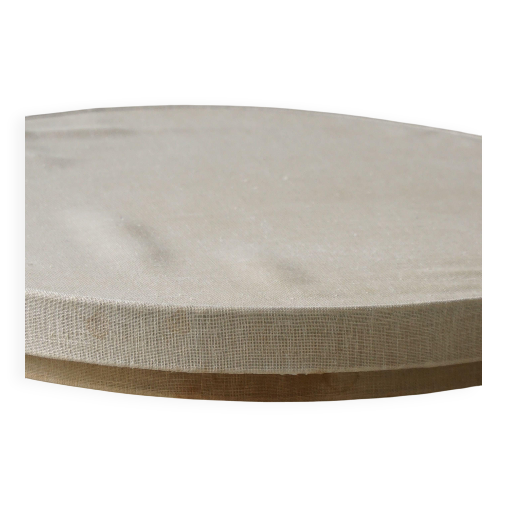 Mid-Century Modern, large round ceiling light in linen, Sweden, 1960s