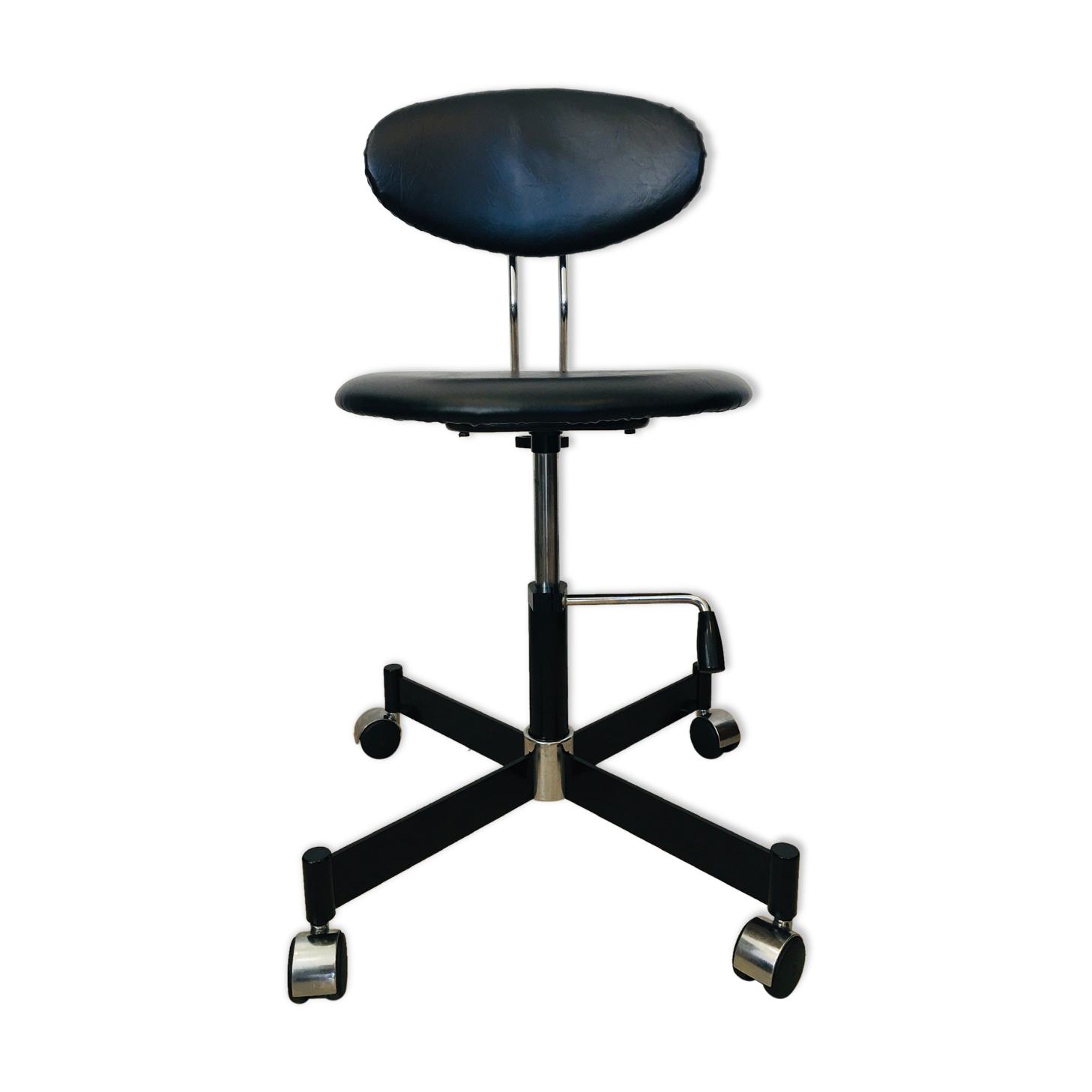 Black Leather Office chair, 1970s
