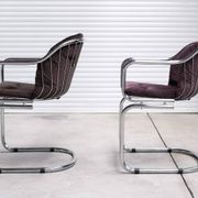 Pair of vintage chrome chairs in Rinaldi style