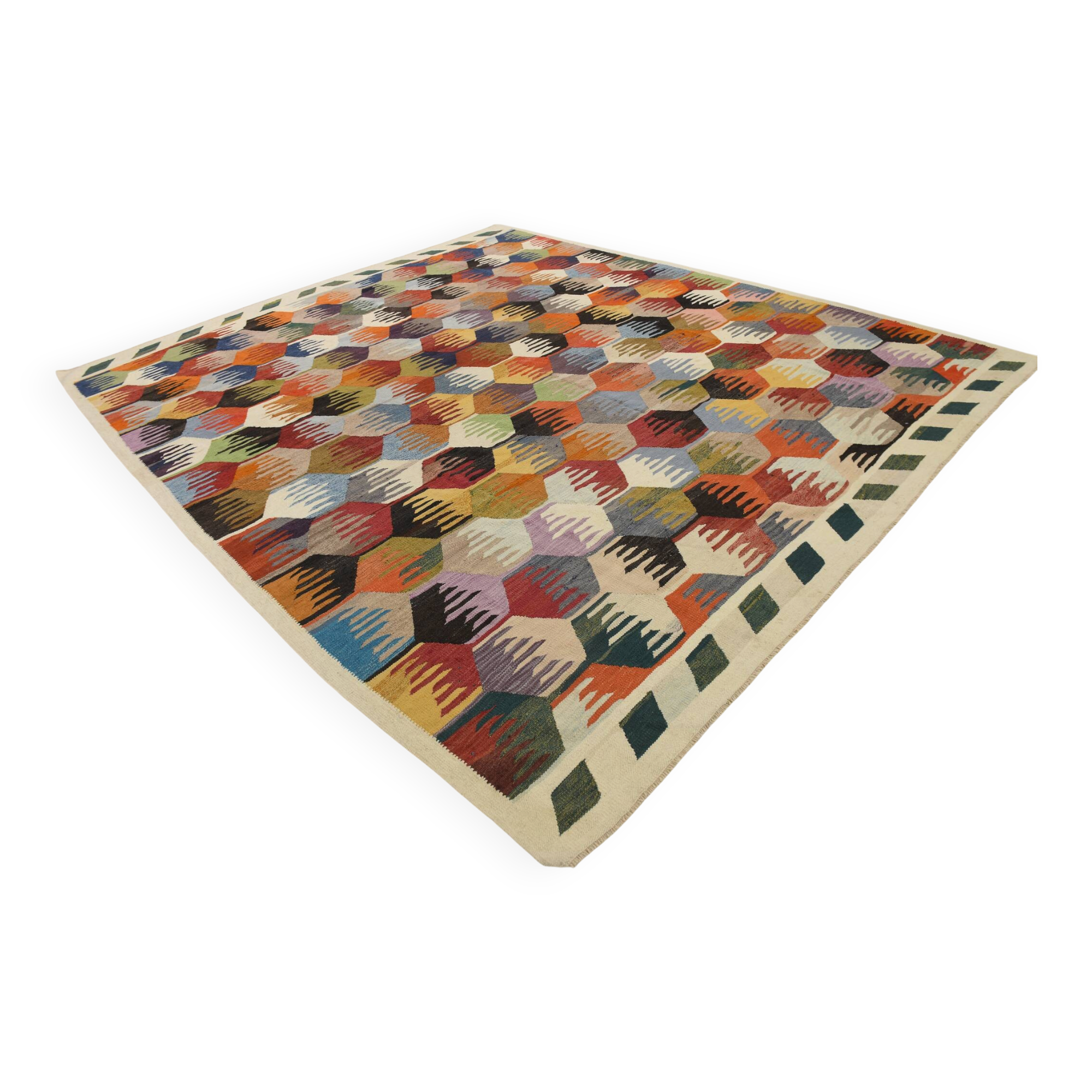 8x12 Kilim Rare Style Multicolor Designer Vintage Kilim Rug, 255x376 Cm